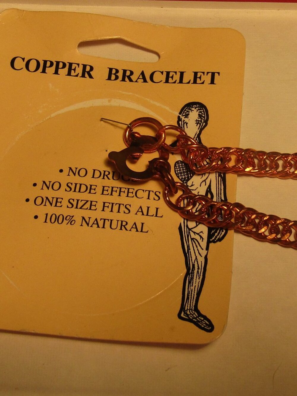 New on Card PURE PLATED COPPER LINK BRACELET 100% Natural One size fits all